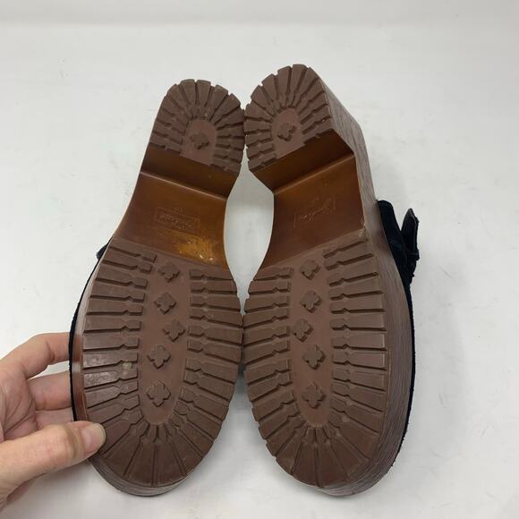 Zodiac Raine Black Suede Leather Moc Toe Platform Chunky Mules Clogs Size 10 Y2K - Picture 4 of 10